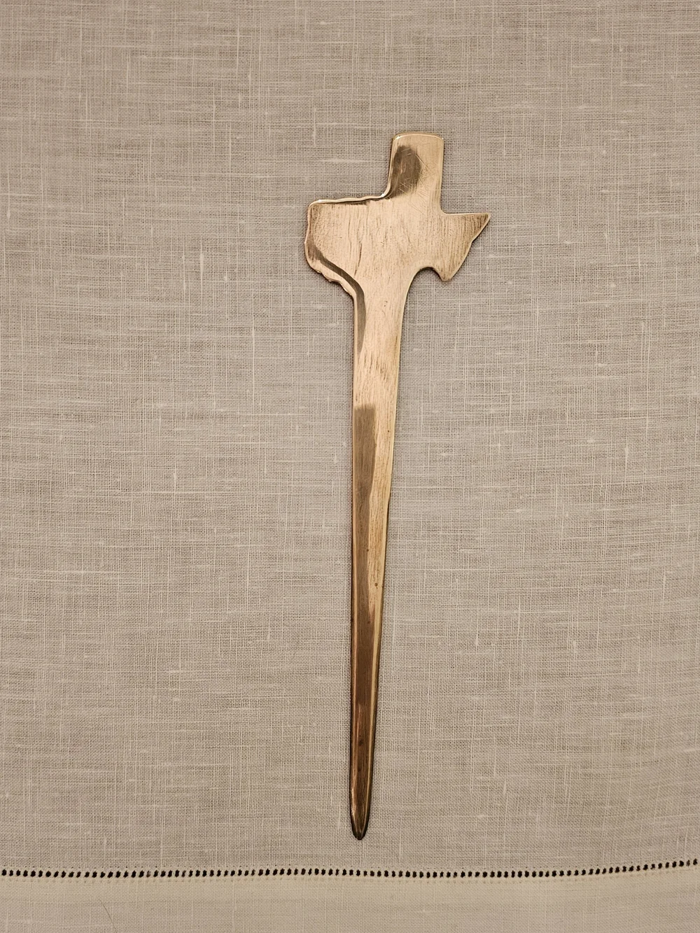 Vintage Texas-Shaped Brass Letter Opener in Gold Tones